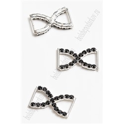 Пряжка декоративная со стразами 26*15 мм (5 шт) SF-2058, черный