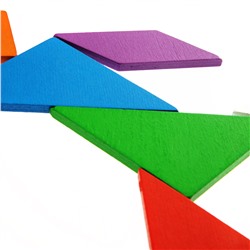 Игра головоломка деревянная «Танграм» цветная (малая)