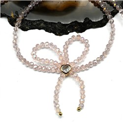 Чокер Бантик из циркона рондель 4*3мм цв.розовый, 39см