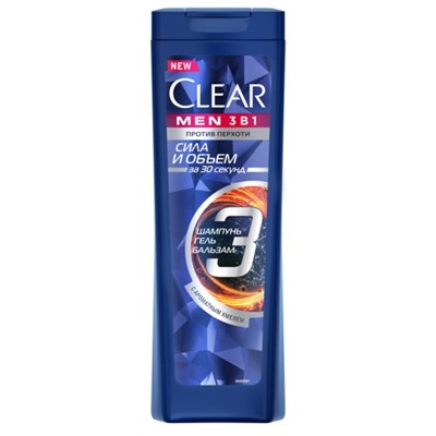 CLEAR Шампунь п/перхоти 400ml Men  Объем и Сила 3в1 АКЦИЯ! СКИДКА 5%