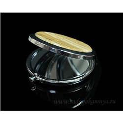 Подарочное зеркало с накладкой из оникса, серебристое, в коробочке