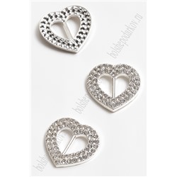 Пряжка со стразами 2 ряда (5 шт) 22*20 мм "Сердце" SF-2041