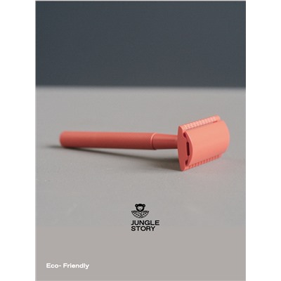 Safety Razor & Refill Razor Blades, Jungle Story (КРАСНЫЙ АПЕЛЬСИН бритвенный Т-образный безопасный станок и 5 лезвий), 1 шт.