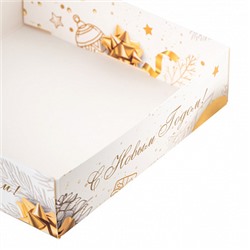 Коробка для печенья "Золотой Новый год" с окном, 12*12*3 см