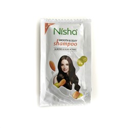Smooth & Silky Shampoo ALMOND & OLIVE ACTIVES, Nisha (Шампунь для гладкости и шелковистости волос МИНДАЛЬ И ОЛИВКА, Ниша), пауч 6 мл.