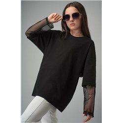 Лонгслив для девочки оверсайз с двойным рукавом Happyfox