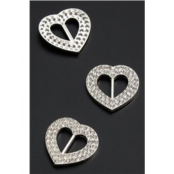 Пряжка со стразами 2 ряда (5 шт) 22*20 мм "Сердце" SF-2041