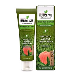 Herbalsite MATCHA GREEN TEA & PEACH Toothpaste, Protects against tooth decay, Twin Lotus (Зубная паста ЗЕЛЁНЫЙ ЧАЙ МАТЧА И ПЕРСИК защита от кариеса, Твин Лотус), 100 г.