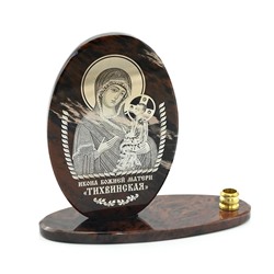 Икона из обсидиана овал со св "Тихвинская" 60*35*95мм.
