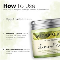 LEMON MINT Sugar Scrub, Luster (ЛИМОН МЯТА сахарный скраб для лица, Ластер), 200 г.