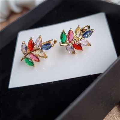 Серьги "Эксклюзив", с фианитами, цвет желтое золото, 37188, арт 606.884