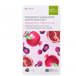 POMEGRANATE & MAQUI Essence Mask Sheet, Baby Bright (Тканевая маска с экстрактами ГРАНАТА И ВИННОЙ ЯГОДЫ, Бэйби Брайт), 20 г. (1 шт.) - СРОК ГОДНОСТИ ДО 24 ИЮЛЯ 2025 ГОДА