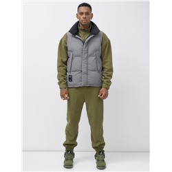Жилет мужской утепленный спортивный серого цвета 15326Sr