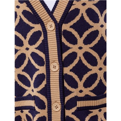 Кардиган жаккардовой вязки с кашемиром
