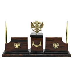 Письменный прибор из обсидиана "Герб РФ" 400*100*210мм