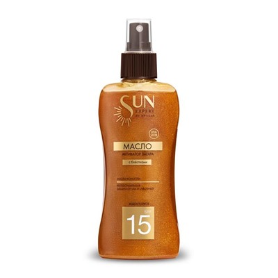KRASSA SUN EXPERT Масло-активатор загара SPF-15  С БЛЁСТКАМИ 180мл