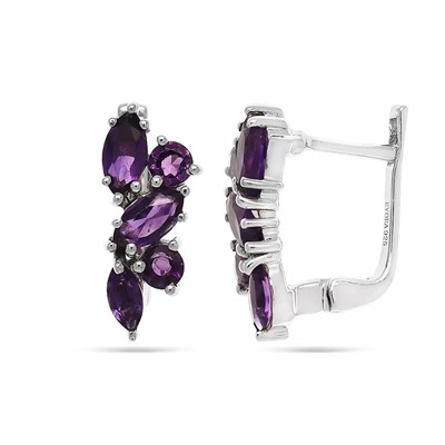 Серьги из серебра аметист, Экзотика