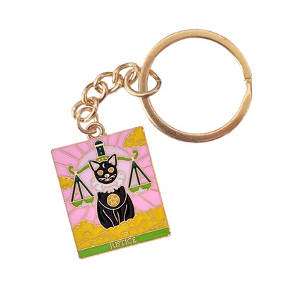 Брелок-амулет Tarot ЧЕРНАЯ КОШКА СПРАВЕДЛИВОСТЬ - Justice (металл, размер 2,4*2 см.), 1 шт.