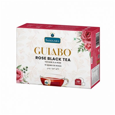 Samaara GULABO Rose Black Tea, Jivraj (Самаара ГУЛАБО, Черный чай с Розой, Живрадж), 200 г. (100 чайных пакетиков). - СРОК ГОДНОСТИ ДО 31 ИЮЛЯ 2025 ГОДА