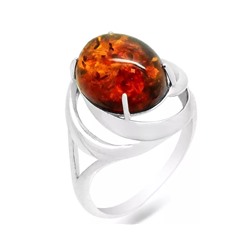 Кольцо из серебра янтарь, КП86