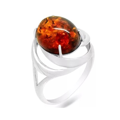 Кольцо из серебра янтарь, КП86
