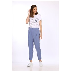 Vilena 814 белый+светлый_джинс, Брюки,  Майка