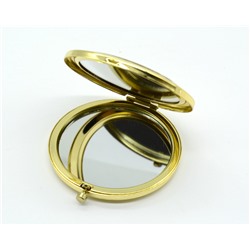 Складное зеркало с камнем офит благородный, круглое, золотистое