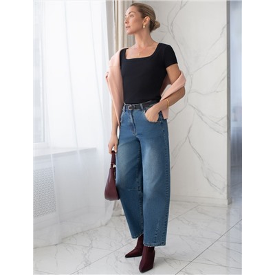 Футболка из трикотажа в широкий рубчик