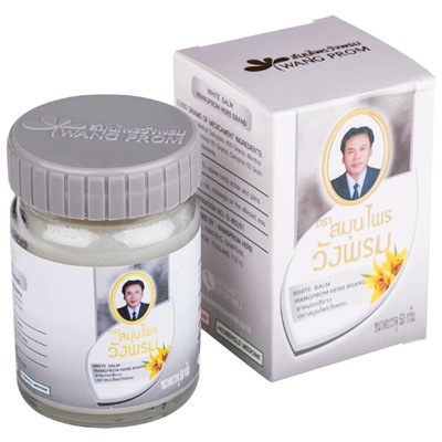 WHITE BALM, Wang Prom (БЕЛЫЙ БАЛЬЗАМ обезболивающий с маслом грушанки, Ванг Пром), 50 г.