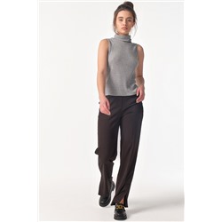 Водолазка трикотажная в рубчик без рукавов серая