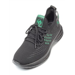HA106-2 BLACK/GREEN Кроссовки летние мужские (текстиль) размер