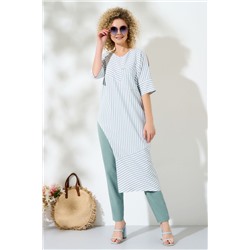 Euromoda 338 бирюза- однотон, Брюки,  Туника