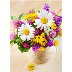 Алмазная мозаика без подрамника 30*40см Яркие цветы на нежном фоне  25цв. CF30069