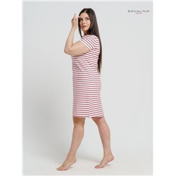 Платье-футболка женское экрю-красный