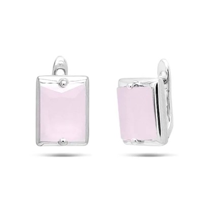 Серьги из серебра розовый кварц, МЦВ018