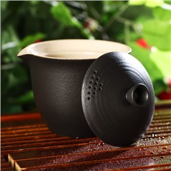 Набор для чайной церемонии керамический «Атмосфера», 6 предметов: чайник 250 мл, 3 пиалы 50 мл, тряпка, сумка, цвет коричневый