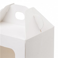 Коробка для кулича с окном с фронтальной загрузкой, белая 13*13*15 см