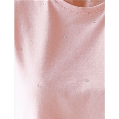 Футболка из эластичного хлопка с принтом стразы