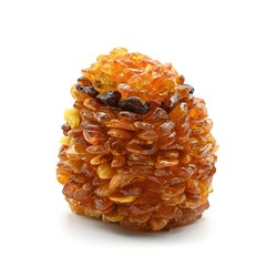 Фигурка Ежа покрытая янтарной крошкой 52*54*55мм, 43,3г.