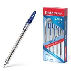 Ручка гел. син. Erich Krause  R-301 Classic 0,5мм прозр. корпус 53346