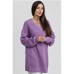 Женский удлиненный вязаный свитер оверсайз с V вырезом Happyfox