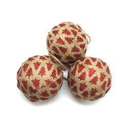 Елочное украшение Шар Рогожка с принтом 7см 3шт.(Hand made) NG-02 АКЦИЯ! СКИДКА 50%