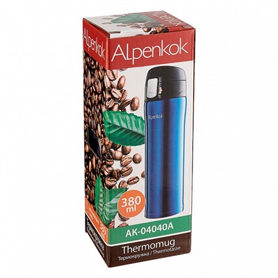 Термокружка вакуумная 380 мл Alpenkok AK-04040A синяя