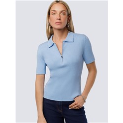 Джемпер-поло с застежкой на молнии из хлопка с кашемиром