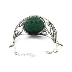 Браслет малахит "Овал", 17,5см.