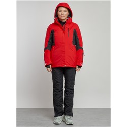 Горнолыжный костюм женский зимний красного цвета 03105Kr