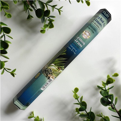 Flute LEMON GRASS Incense Sticks, Cycle (ЛЕМОНГРАСС ароматические палочки, Энергия, зелень и свежесть, Сайкл), шестигранник 20 палочек.