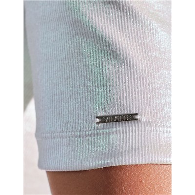 Футболка облегающая из хлопка в рубчик с U вырезом и матовым покрытием металлик