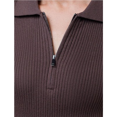Джемпер-поло с застежкой на молнии из хлопка с кашемиром