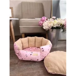 Лежанка для кошек круглая розовые совы